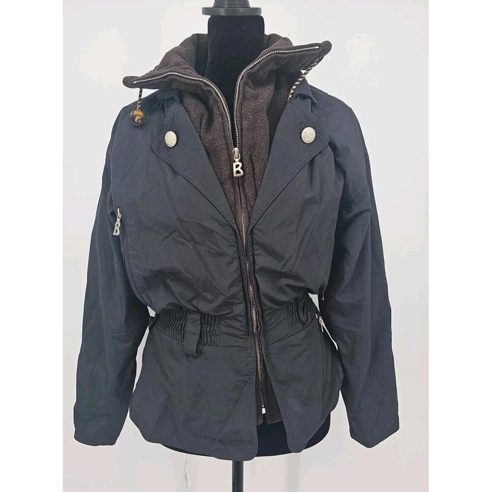 Bogner Embroidered Women's Ski Jacket 6 Black 100% Wool Flower Leaf Nature
